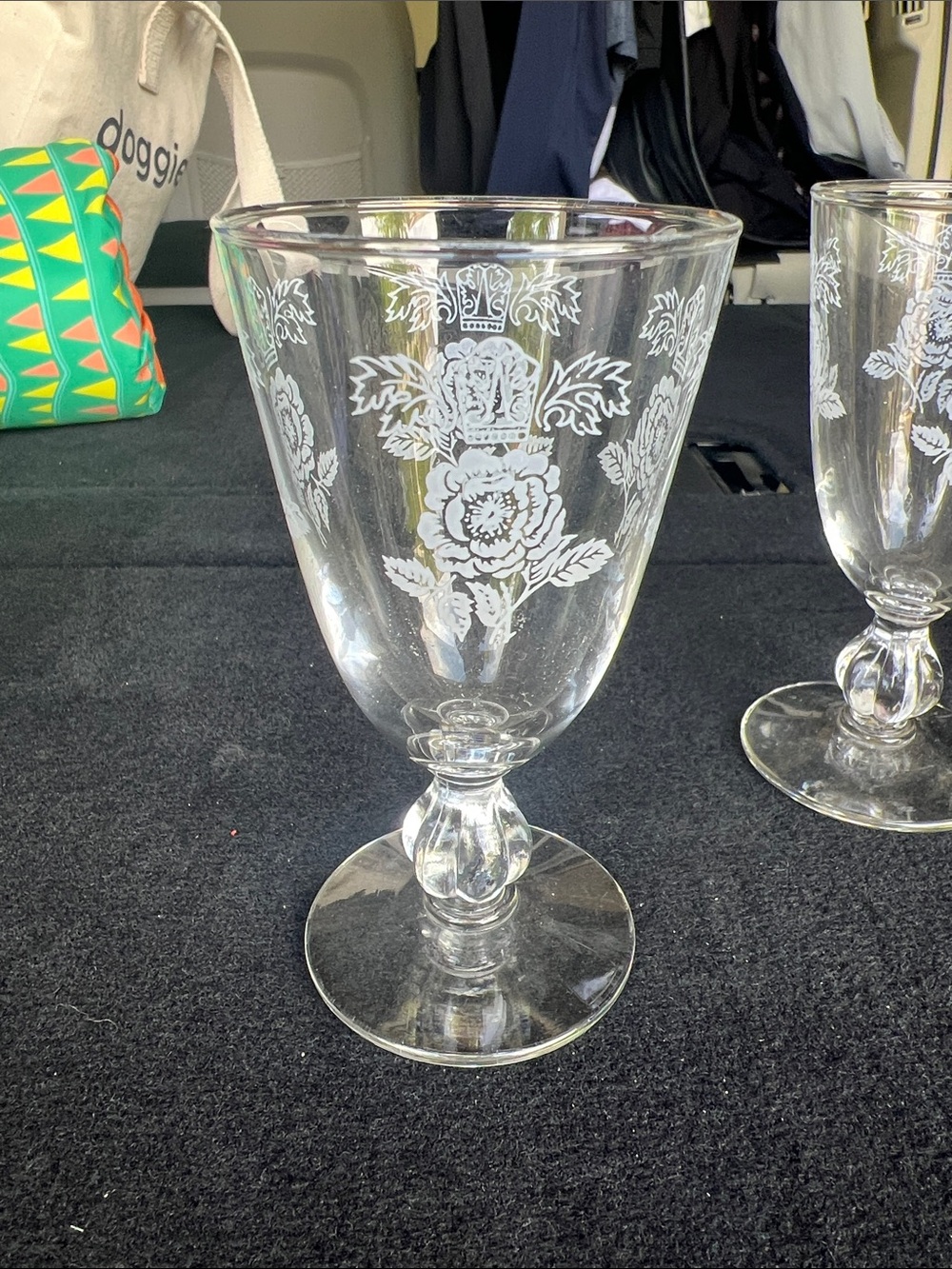 Libbey Glass White Crown Rose Queen Esther Sherry Glasses set of 4